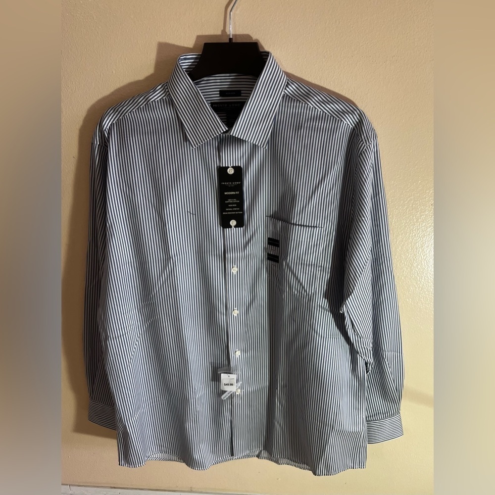 Pronto Uomo Blue Long Sleeve Button Up Shirt Men’s Size 17 or 34/35